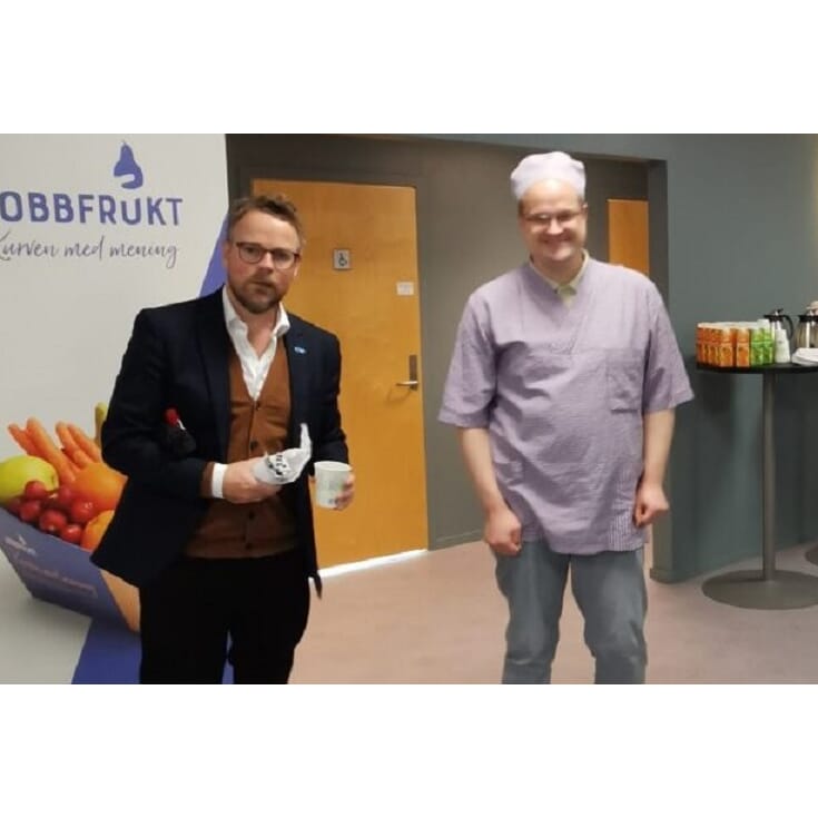 Arbeids- og sosialminister Torbjørn Røe Isaksen og TriggerMAT v/Jermund